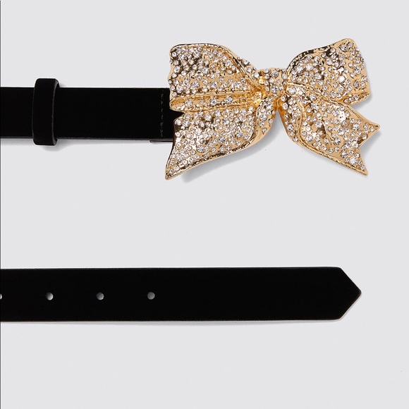 Zara Accessories - ZARA Velvet Sparkly Bow Belt